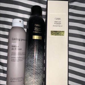 Oribe Large size dry shampoo and living proof